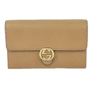 NEW!!!  GUCCI DOLLAR CALFSKING INTERCLOCKING GG CHAIN WALLET/CLUTCH